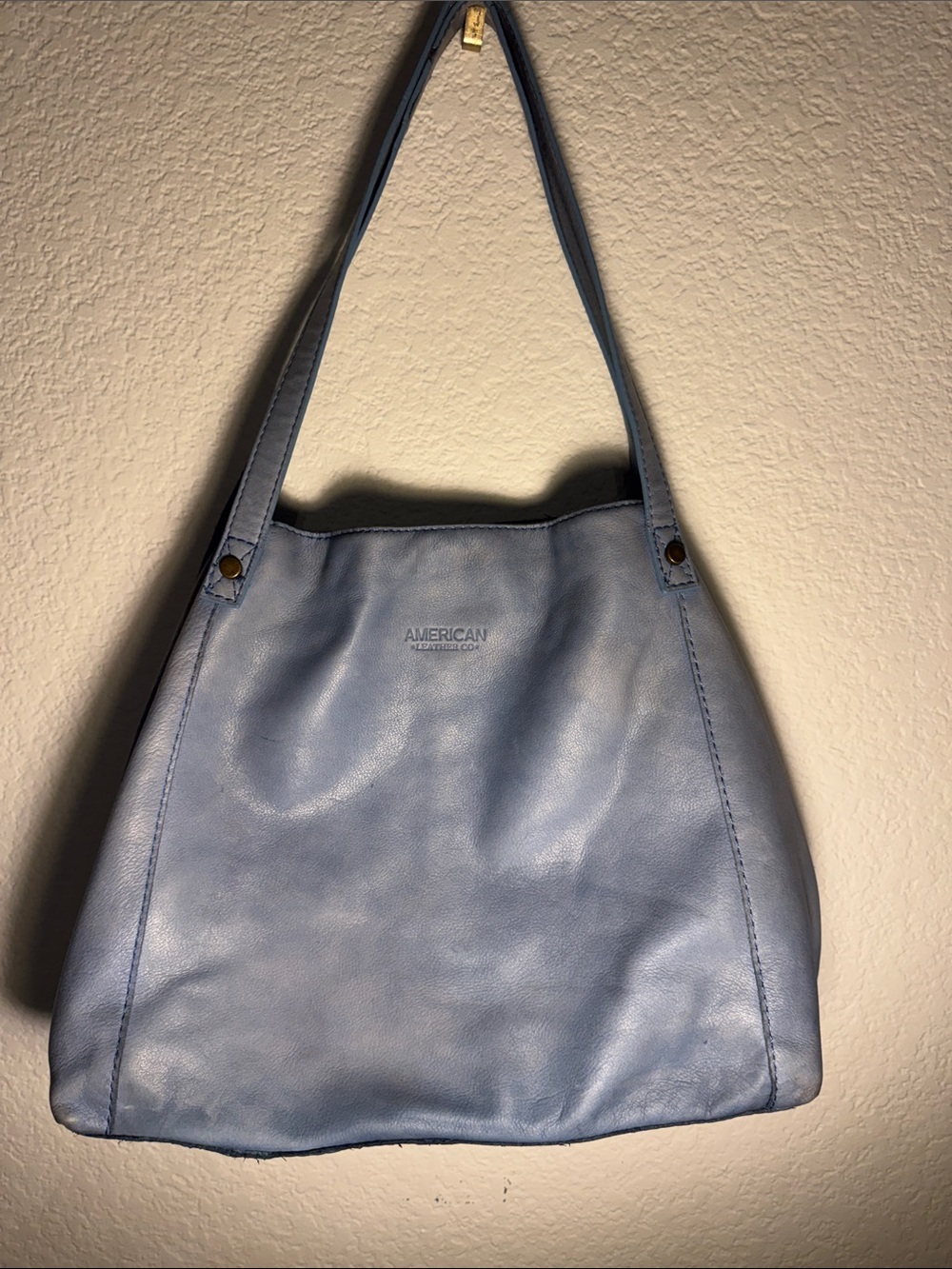 American Leather Co. Liberty Leather Shopper Bag - Slate Blue Tri-Compartment